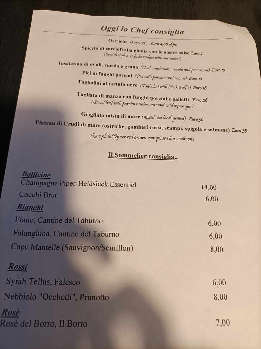 Hostaria Isidoro menu 3