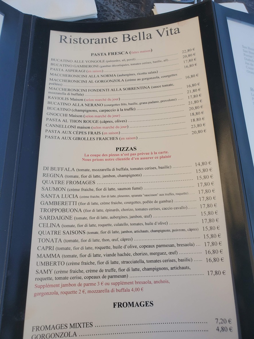 La Bella Vita_Clamar menu 2