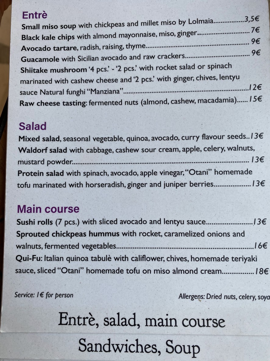 Écru menu 2