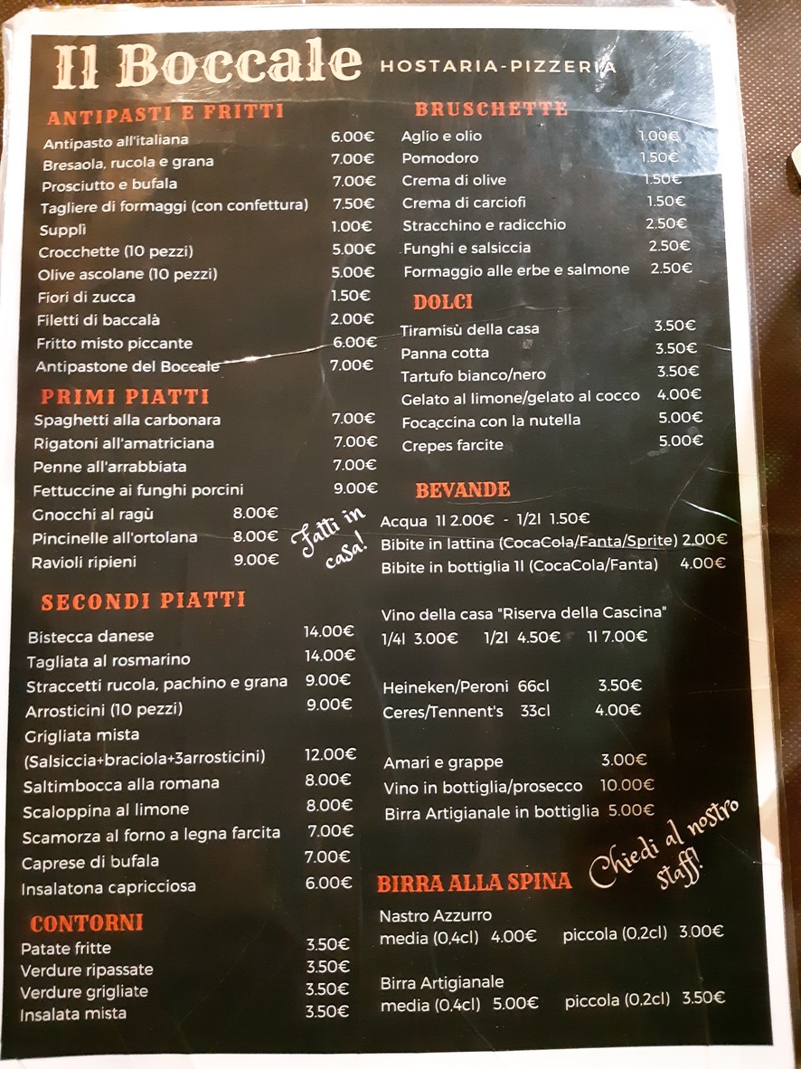 Pizzeria Il Boccale menu 1