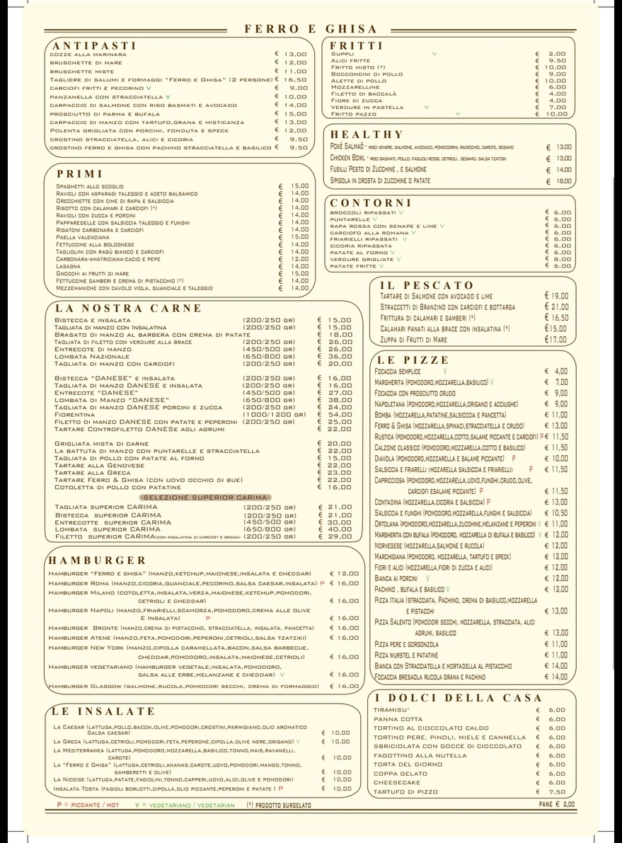 Ferro e Ghisa menu 1