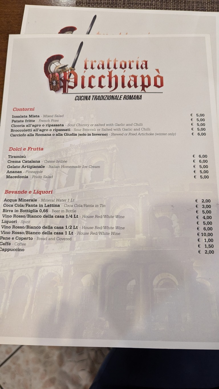 Trattoria Picchiapò menu 2
