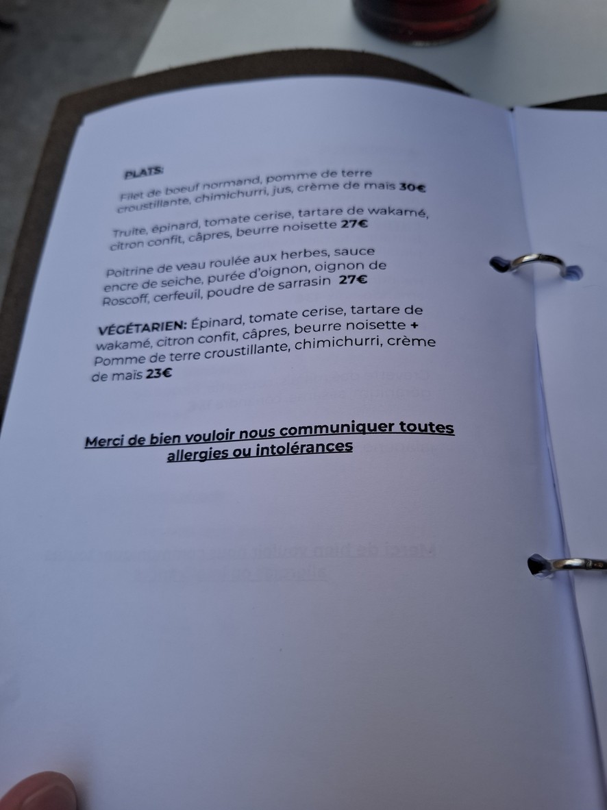 LE SINGE A PARIS menu 3