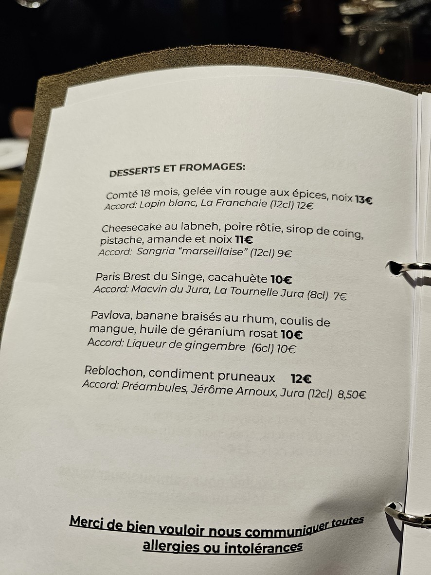 LE SINGE A PARIS menu 5