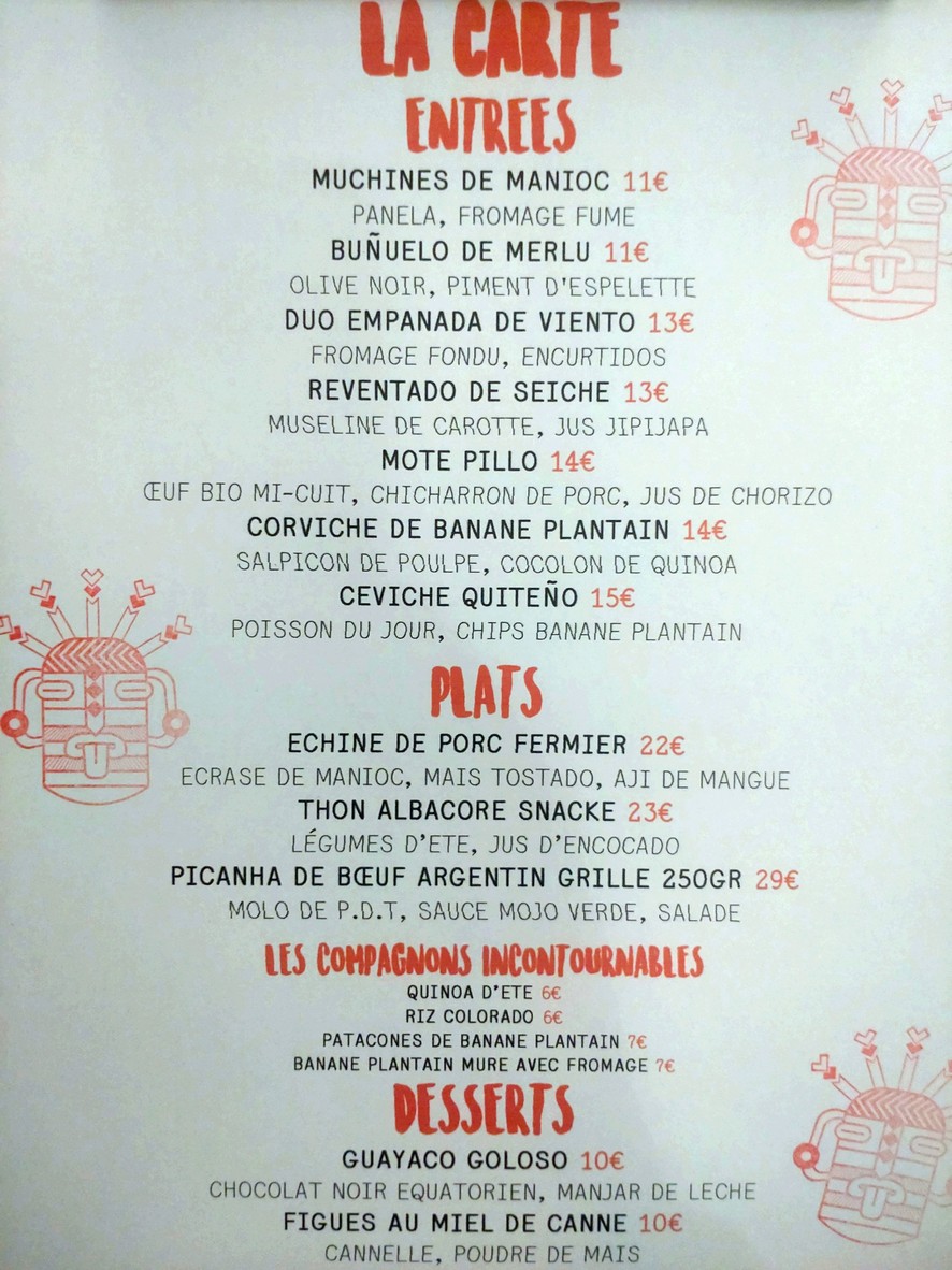 Ayahuma Restaurant menu 1
