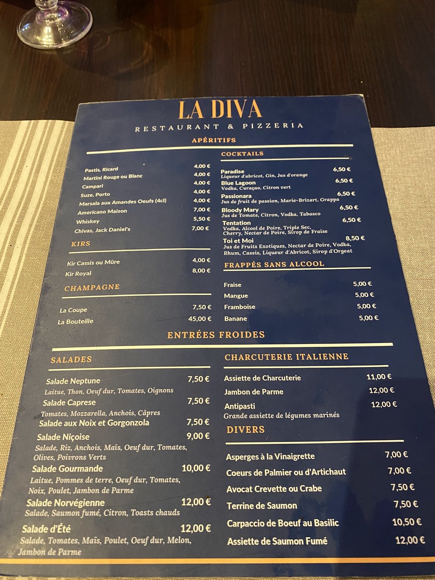 La Diva menu 1