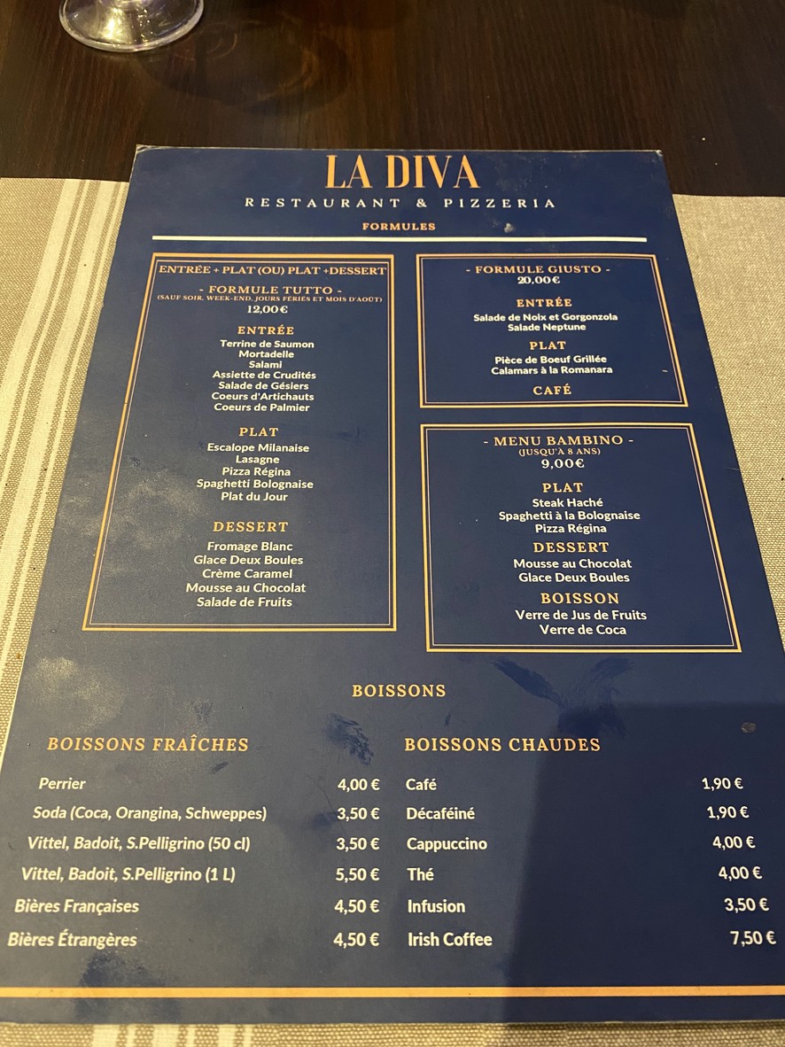 La Diva menu 2