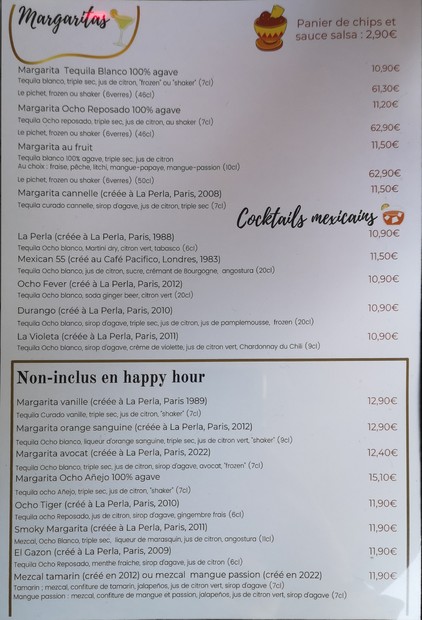 La Perla Bar Paris, meilleur bar à Tequila Paris, bar et restaurant mexicain, mezcal Paris, bar à cocktails
