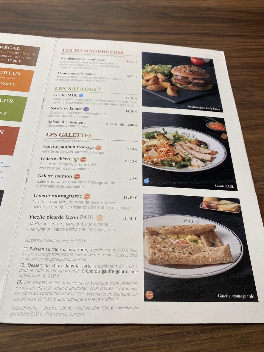 PAUL menu 2
