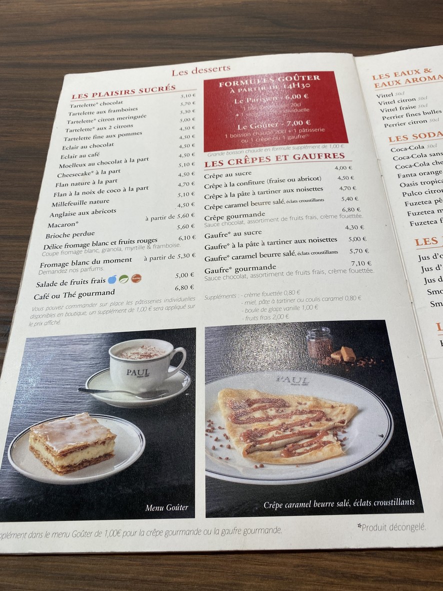 PAUL menu 3