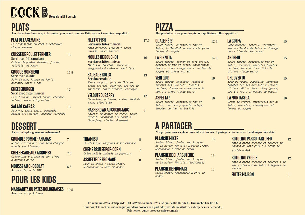 DOCK B menu 1