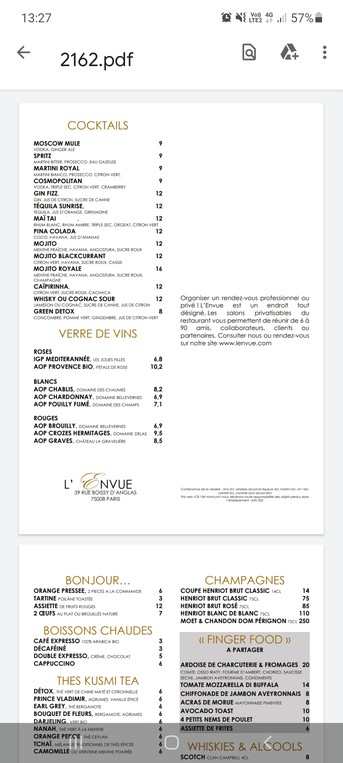 L'Envue, Brasserie Parisienne