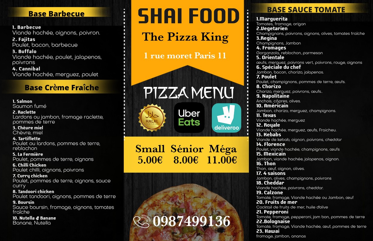 SHAI FOOD - The Pizza King menu 1