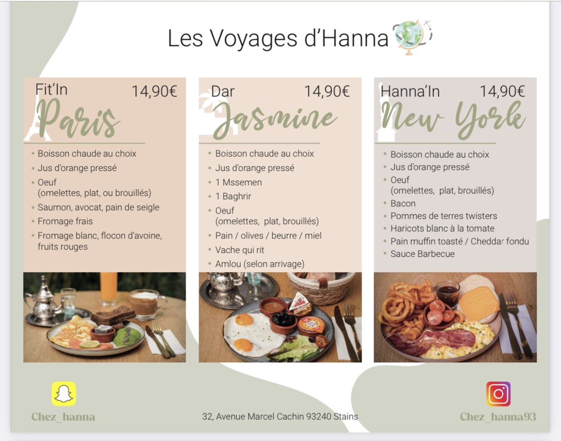 Chez Hanna (Stains) - Restaurant | Brunch & Pause café menu 3