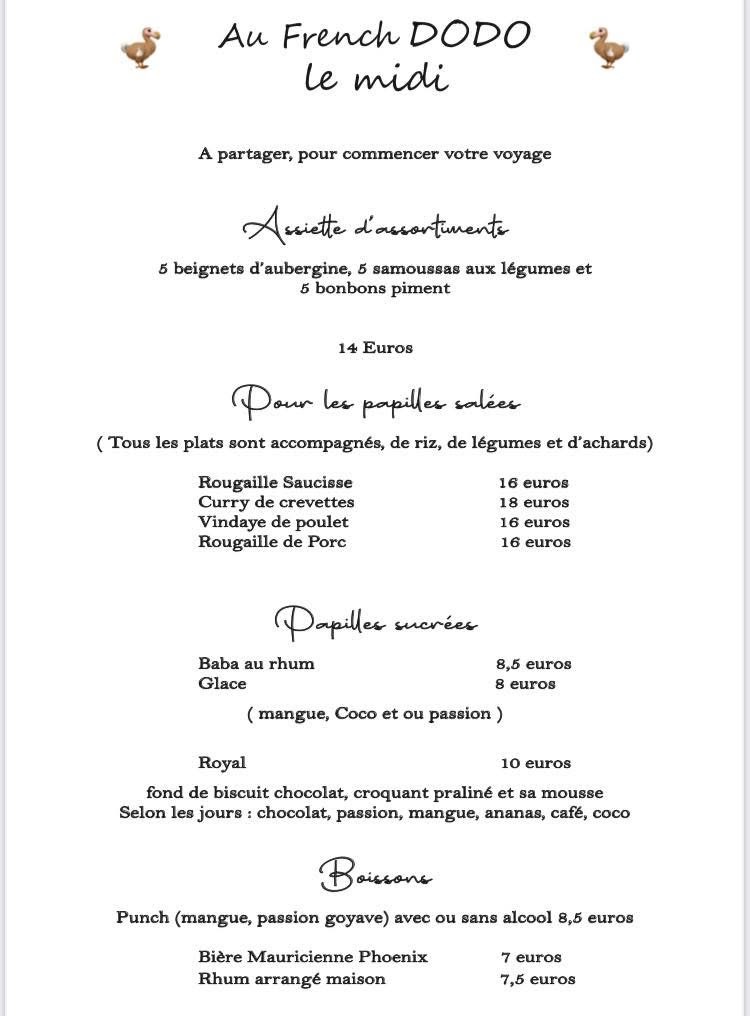 le french dodo menu 1