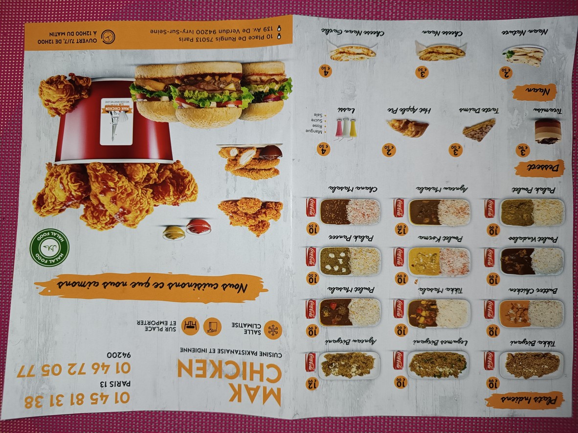 Mak Chicken menu 1