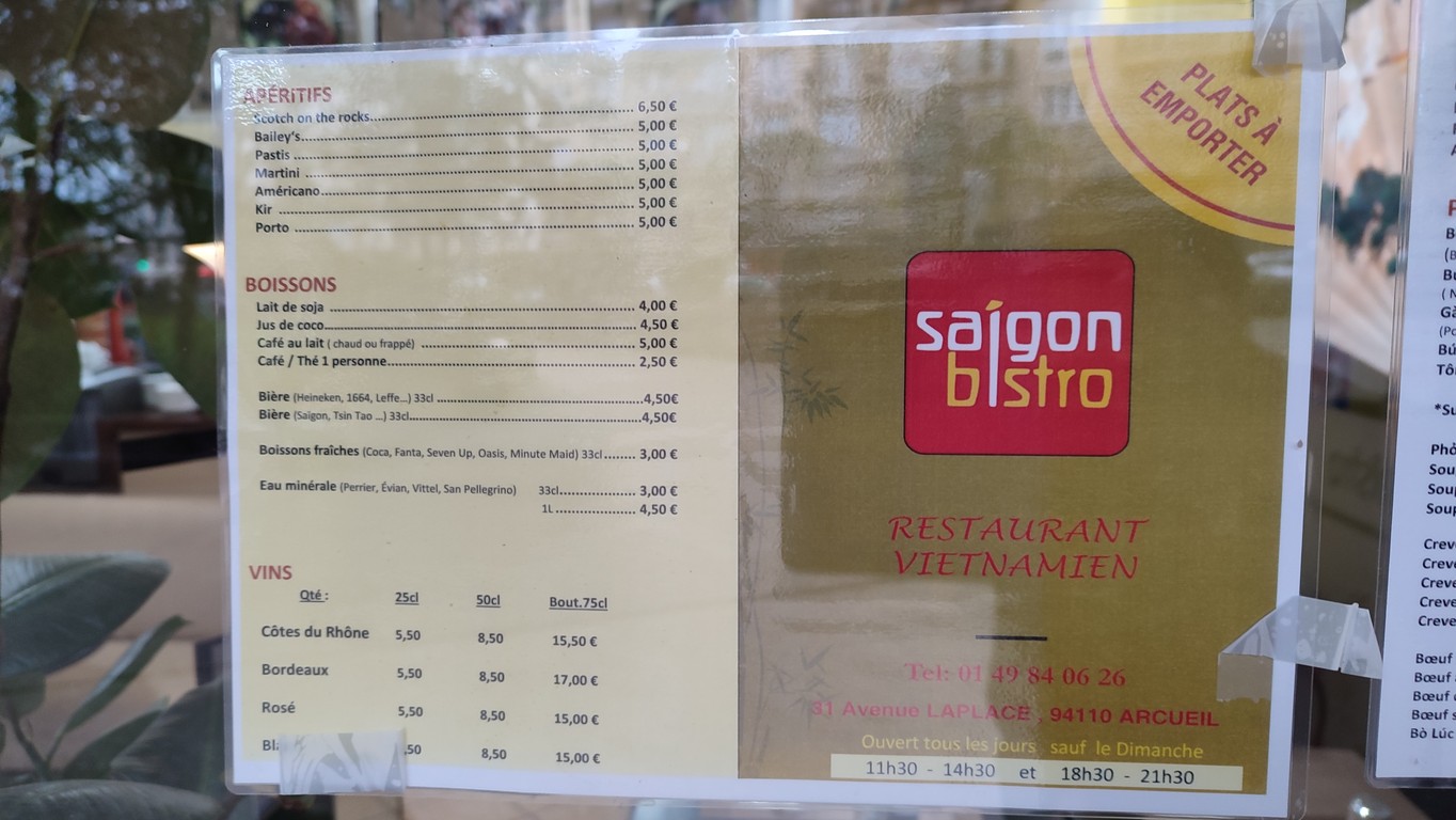 Saigon Bistro menu 1