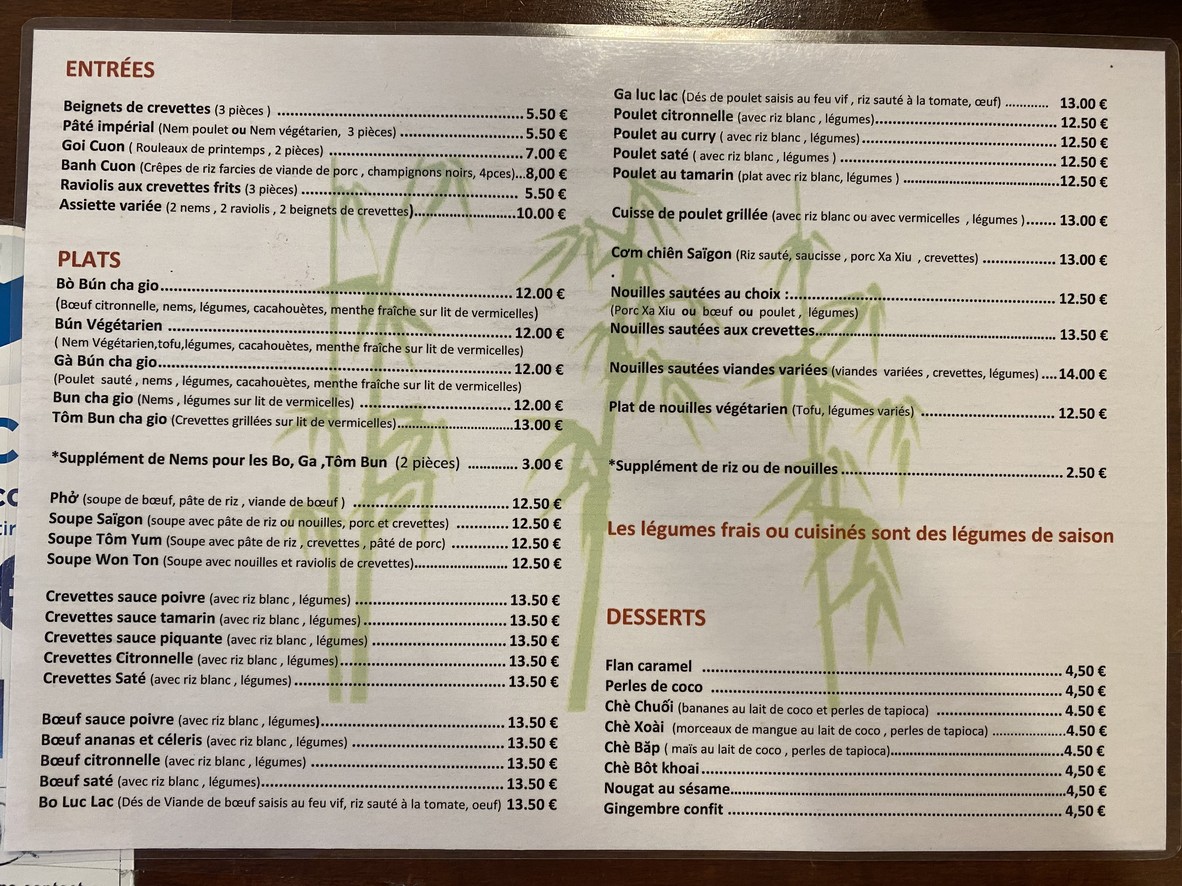 Saigon Bistro menu 2