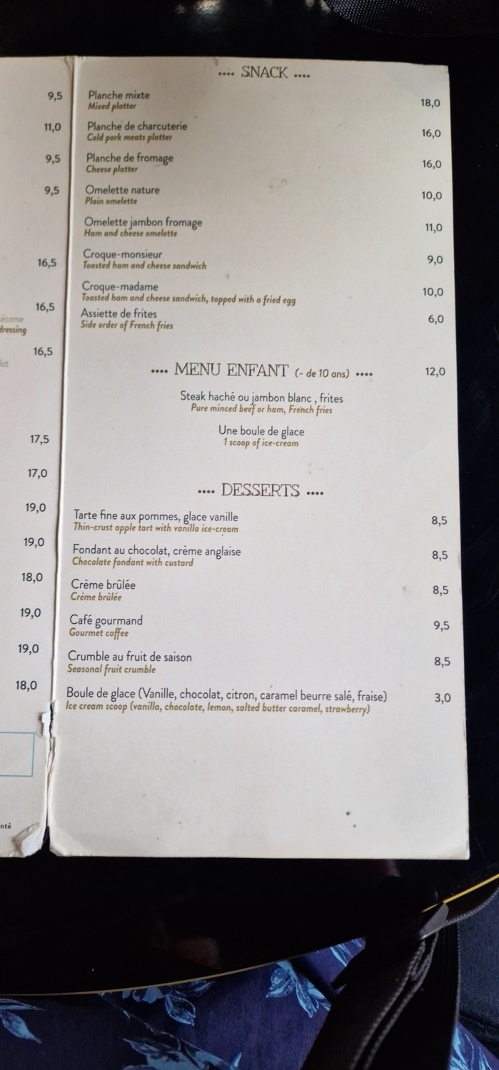 Brasserie Cosmo menu 2