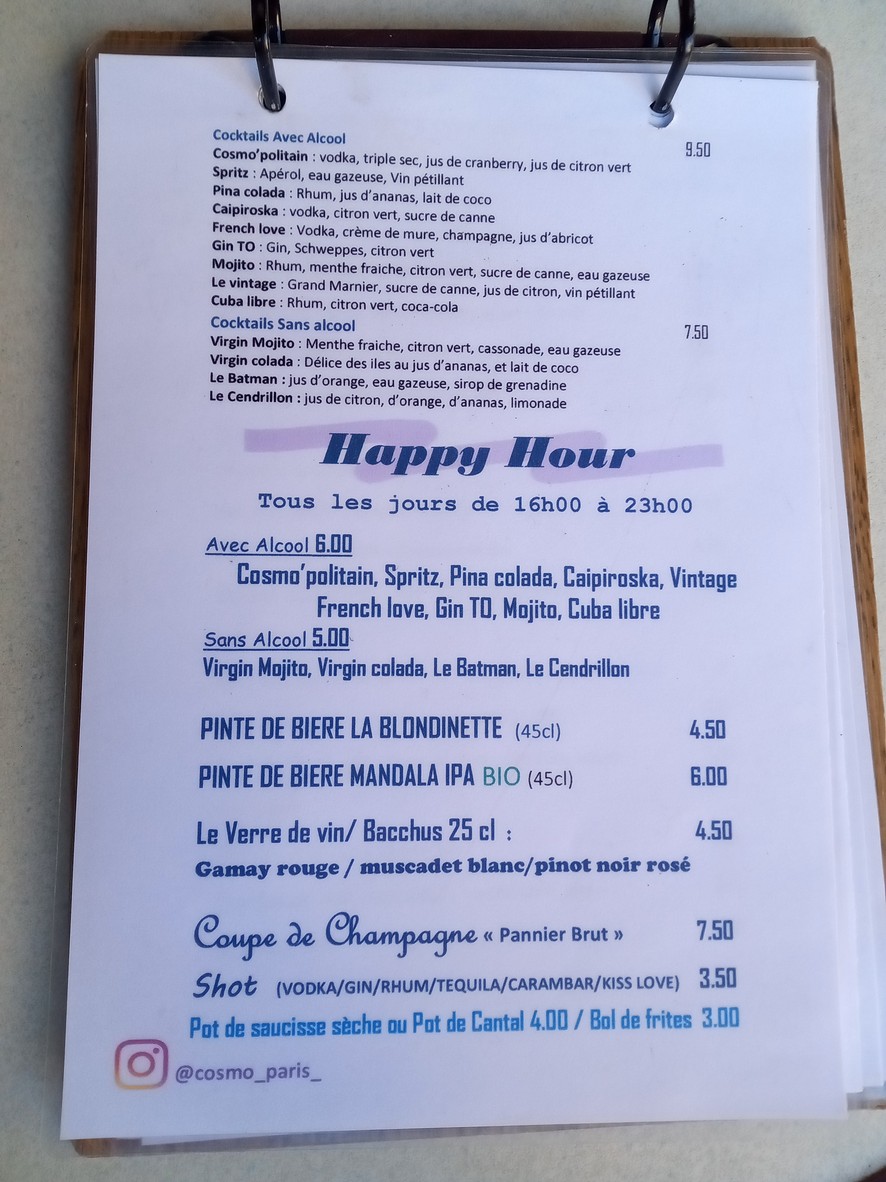 Brasserie Cosmo menu 3