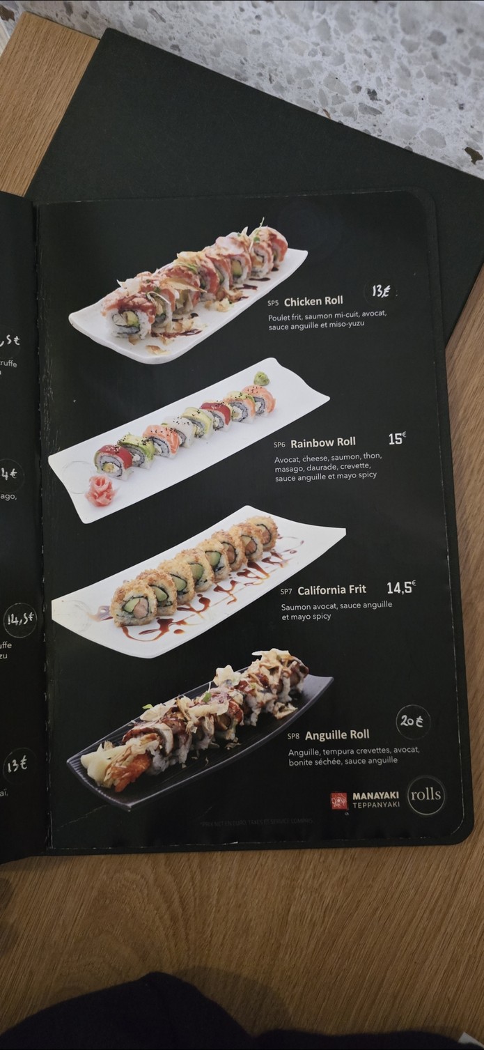 Manayaki menu 3