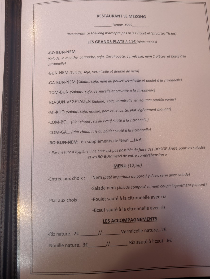 Le Mékong menu 3
