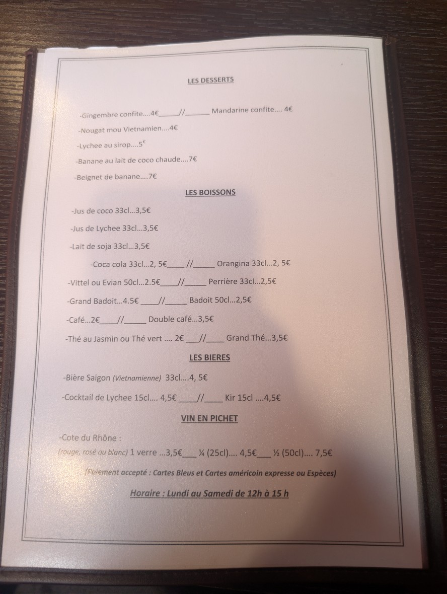 Le Mékong menu 4