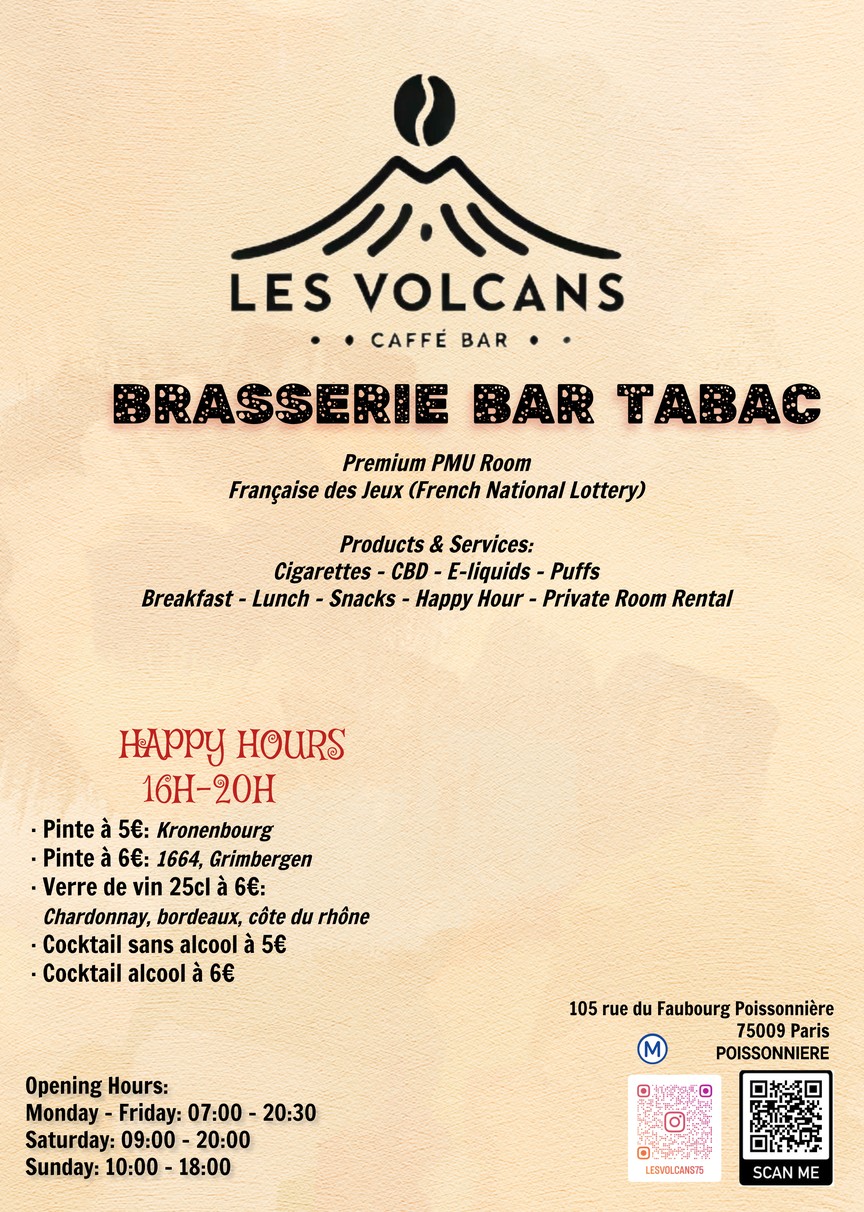Les Volcans Brasserie Les Paris Mutuels Urbains menu 1