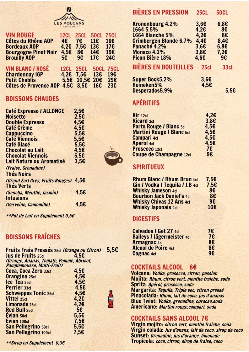 Les Volcans Brasserie Les Paris Mutuels Urbains menu 3