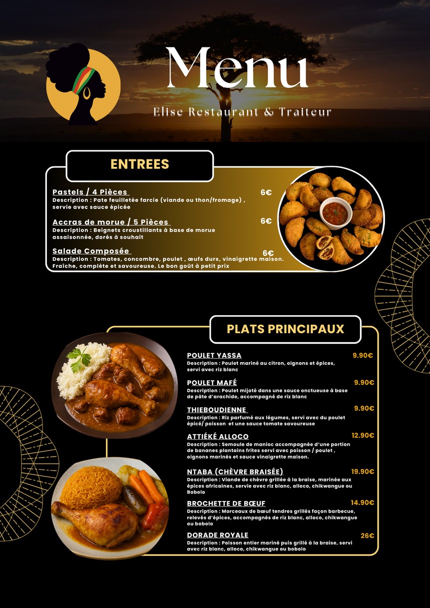 Elise Restaurant Traiteur menu 1