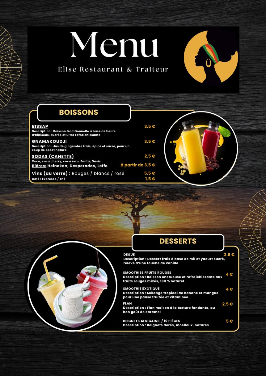 Elise Restaurant Traiteur menu 2