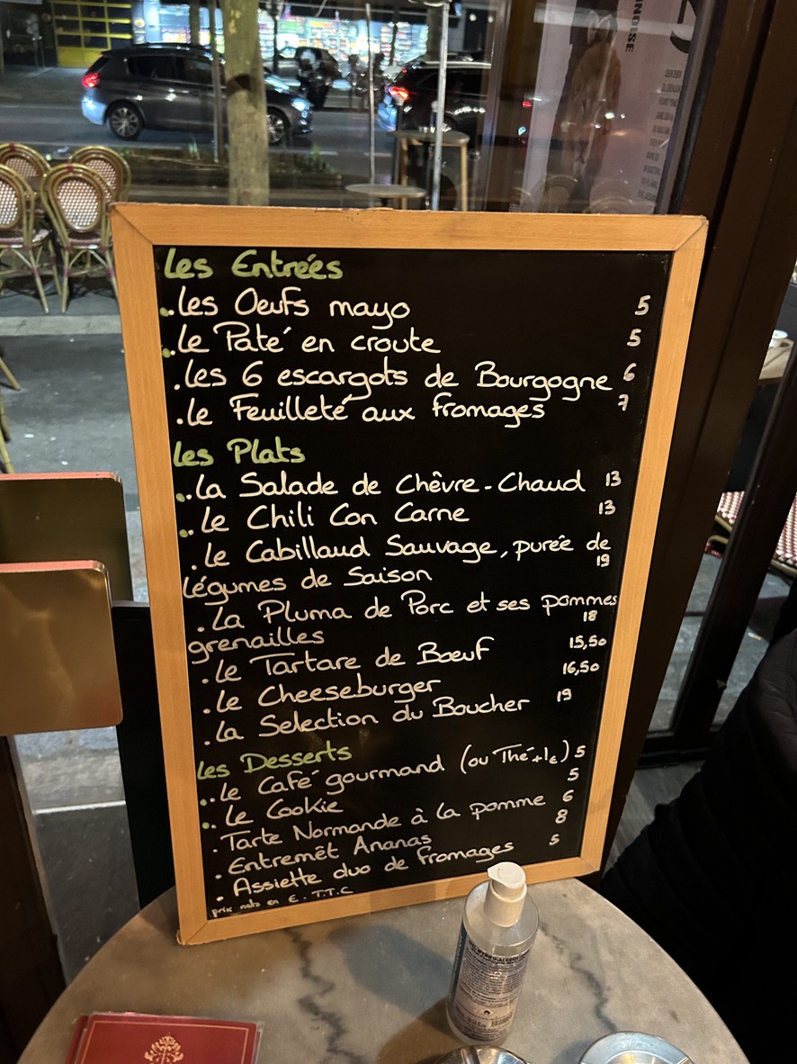 Au Bois Doree menu 1
