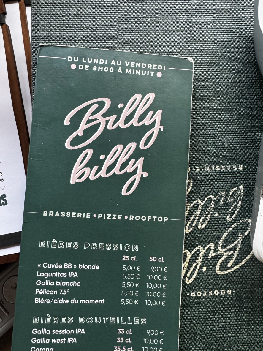 BILLY BILLY menu 1