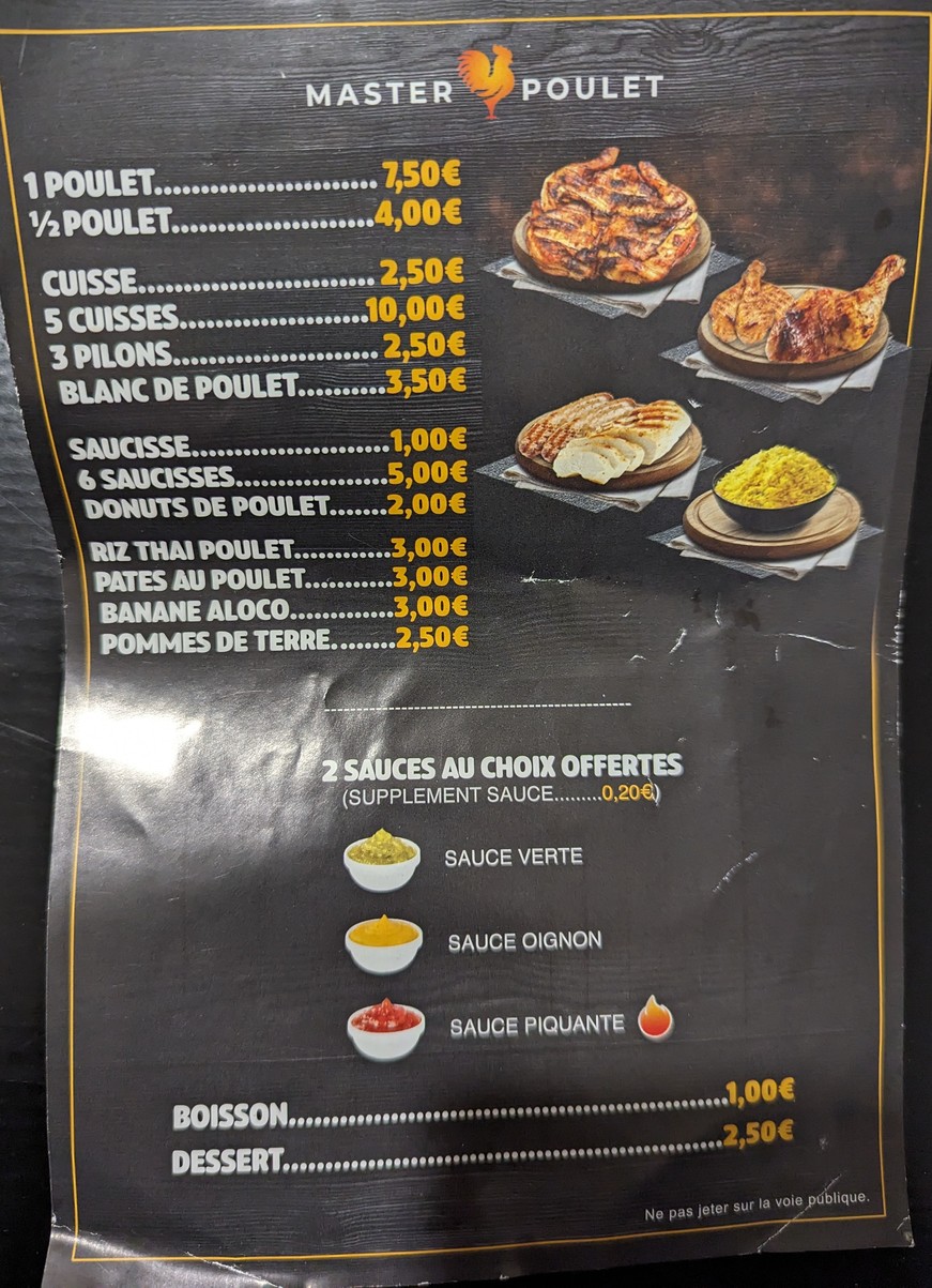 MASTER CHICKEN - Villiers-le-Bel menu 2