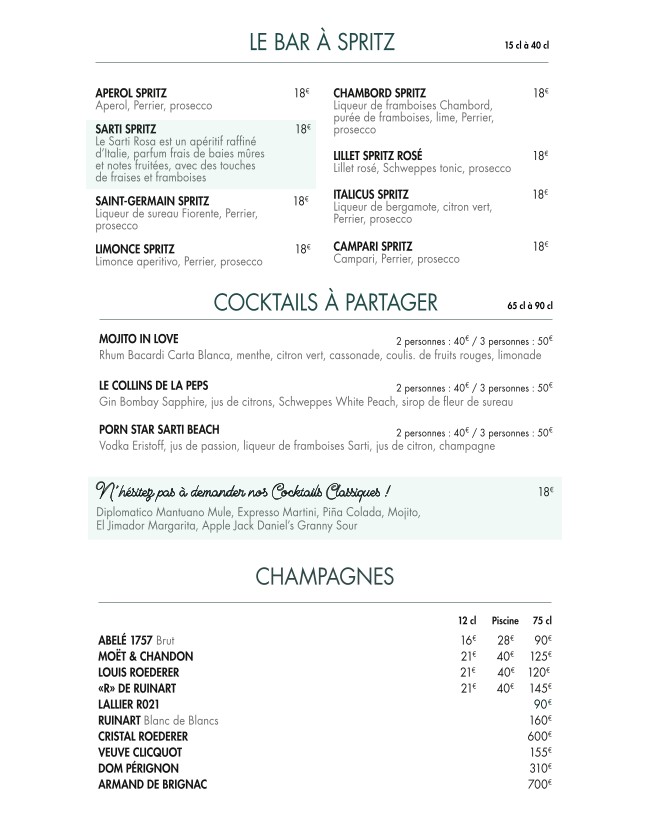 La pépinière menu 2