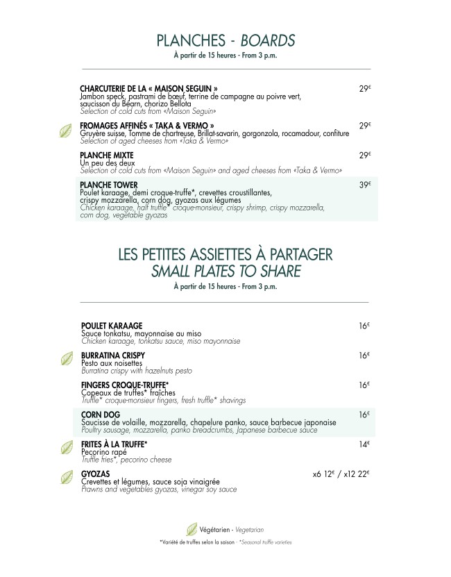 La pépinière menu 3