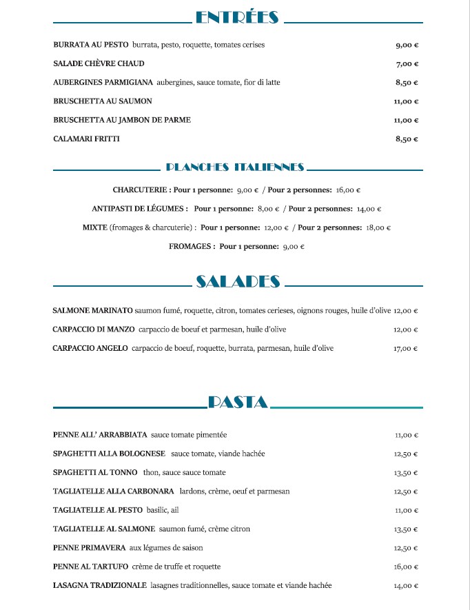 Pizzeria Angelo menu 1