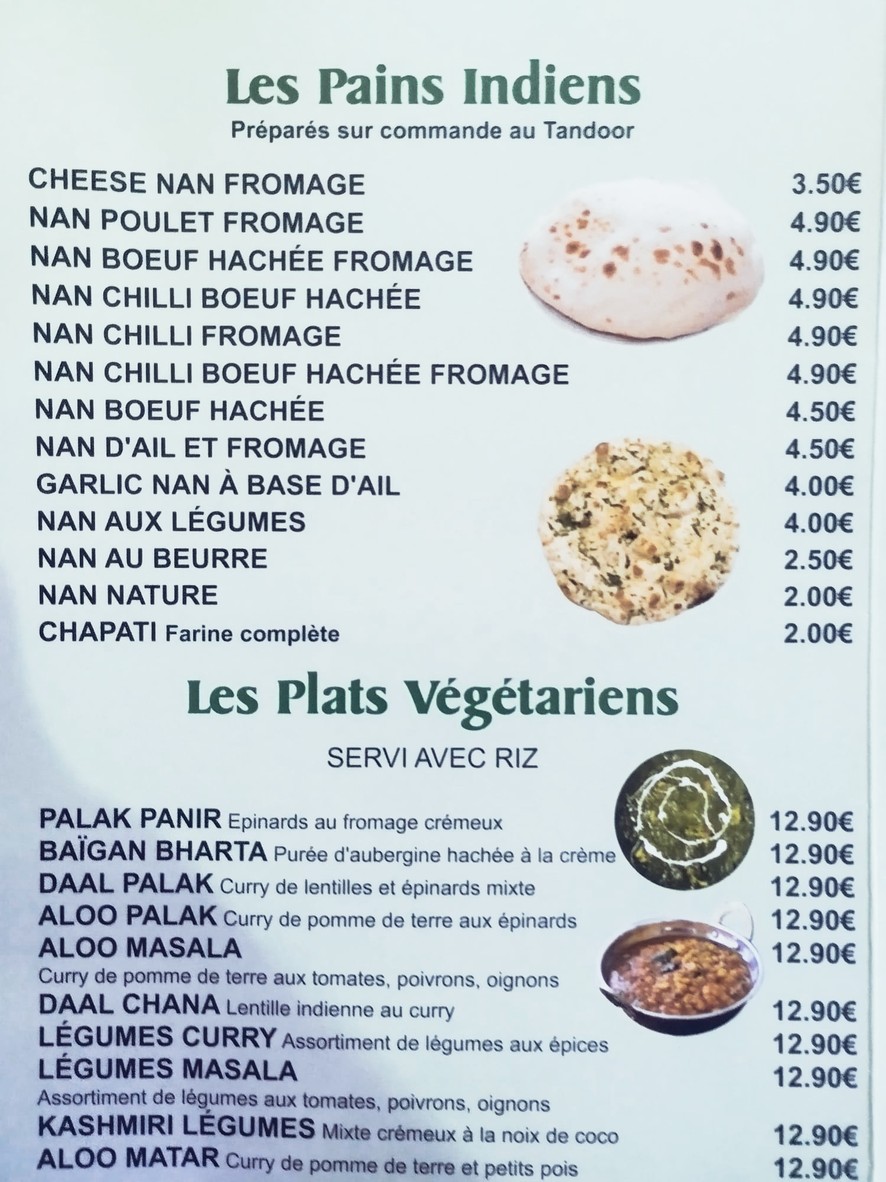 L'Etoile du Kashmir menu 2