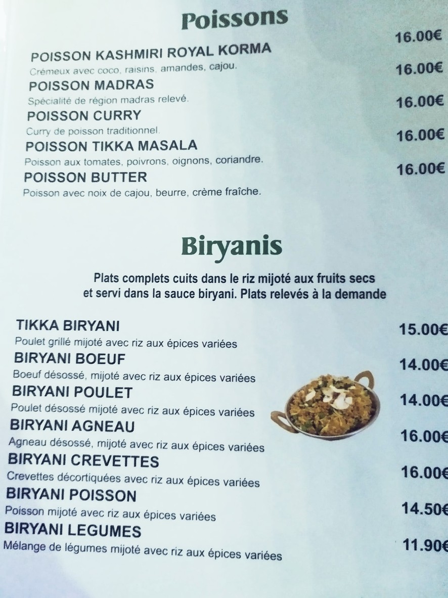 L'Etoile du Kashmir menu 4