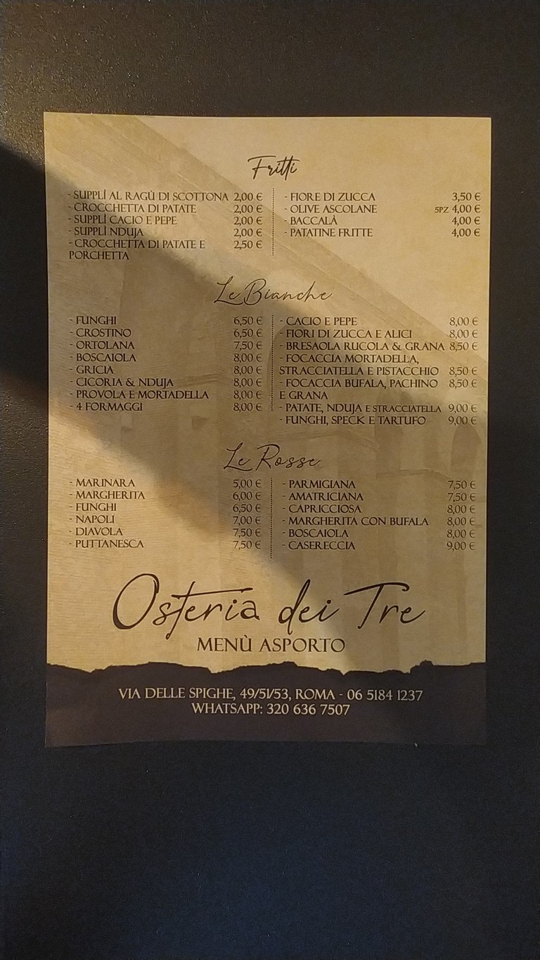 Osteria dei Tre menu 1