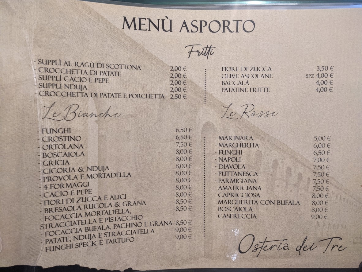 Osteria dei Tre menu 2