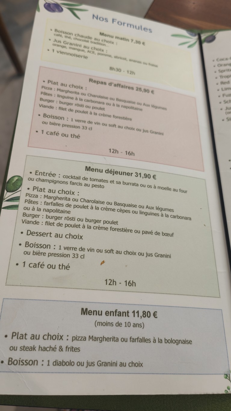 Olivium menu 1