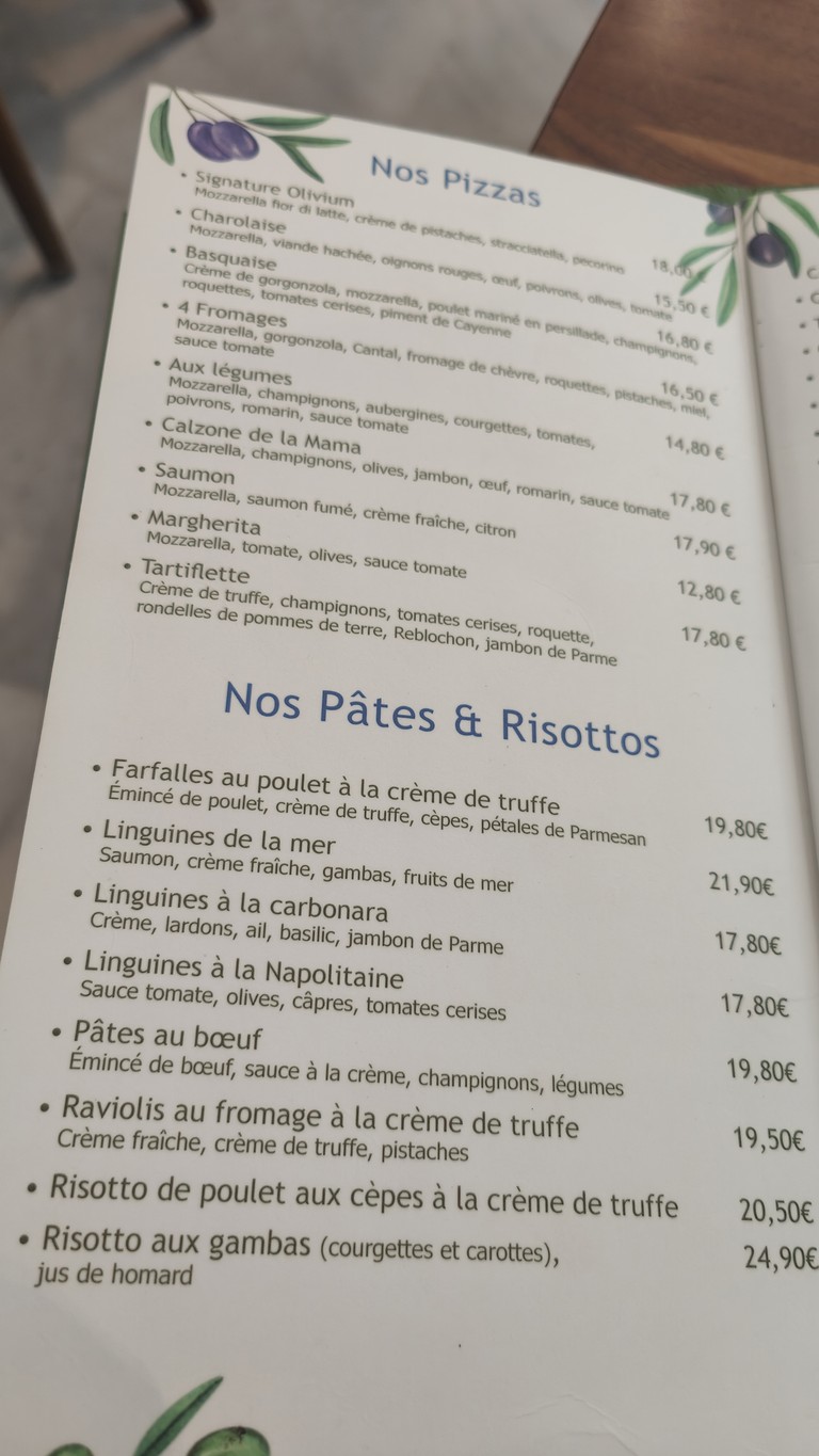 Olivium menu 3
