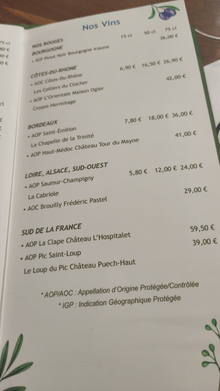 Olivium menu 10