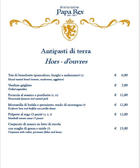 Restaurante Papa Rex menu 1