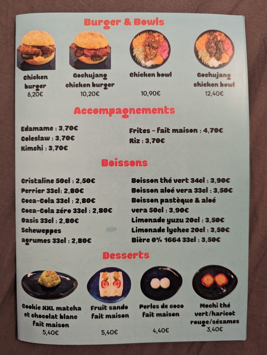 Taek - Poulet Frit Coréen menu 2