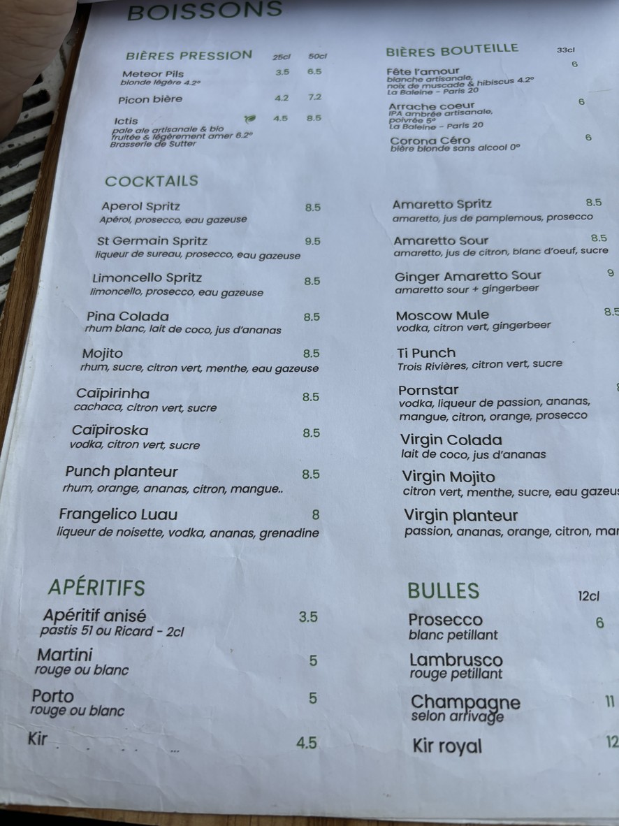 Au Fond du Jardin menu 3