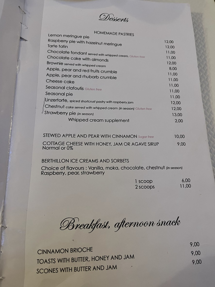 Les Deux Abeilles menu 3