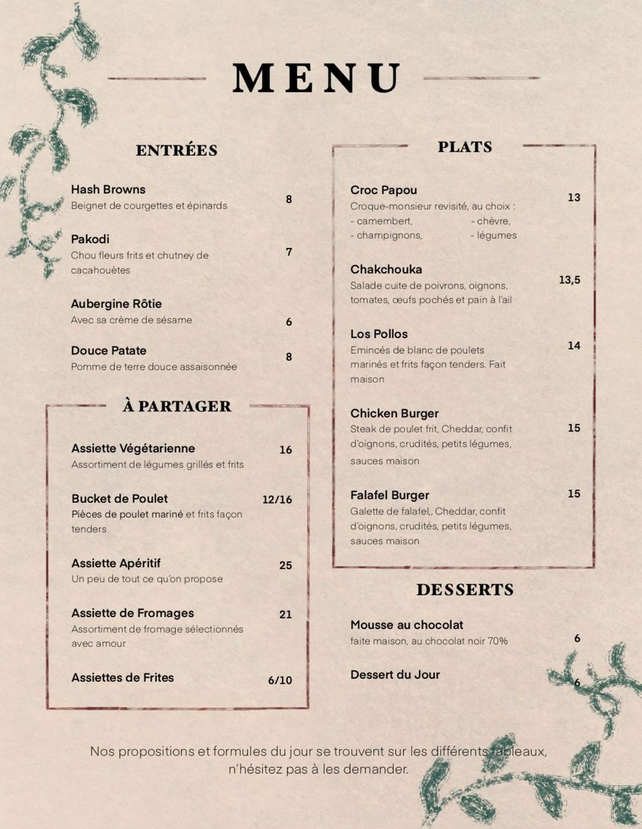 La Salle à Manger 2.0 menu 1