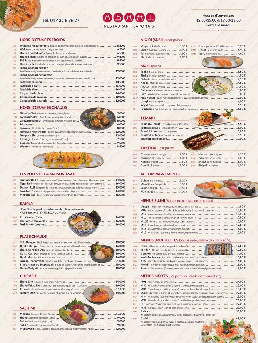 Asahi menu 1
